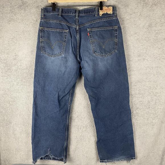 Levis 569 Jeans Mens 35x28 Blue Loose Straight Leg Distressed Denim 100% Cotton - Picture 4 of 14